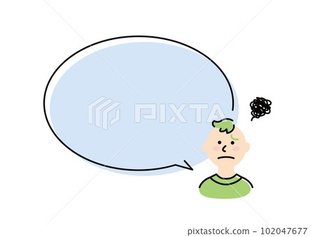 說話有大泡泡和一臉苦惱的男孩 102047677