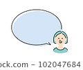 A woman who speaks with a big speech bubble and a smile 102047684