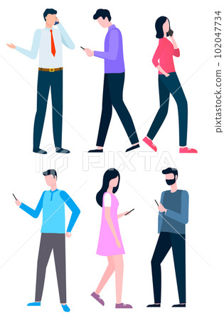 People Using Smartphones, Businessman Users Vector 102047734