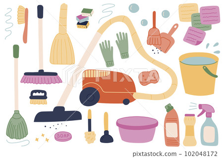 Broom Bucket Mop Spray Plunger Stock Illustration - Download Image