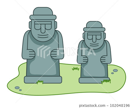 Stone sculptures in human body form in Stone park. Stone statue of dol hareubang tourist attraction 102048196