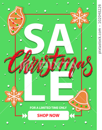 Green Shopping Web Page, Christmas Sale Vector 102048226