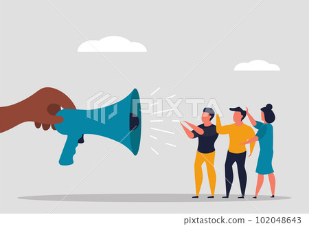 The voice of an employee of the company, encouragement to have their own opinion and be independent. Listen to the ideas of employees and society. Give words to staff, vector illustration concept 102048643