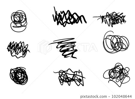 Hand drawn doodle line shape set or scribble collection. Black figures isolated on white background 102048644
