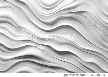 Liquid white wavy plastic texture. Wrinkle silicone sheet. Generative AI 102049191