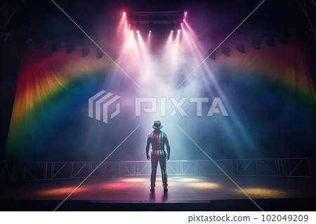 Fictional clown on stage under spotlights made with generative AI 102049209