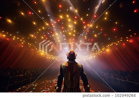 Fictional clown on stage under spotlights made with generative AI 102049268