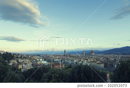 Panorama of Florence city at night, Tuscany, Italy 102051073