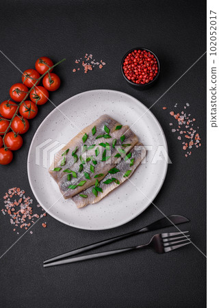 Delicious Atlantic herring marinated with salt and spices 102052017