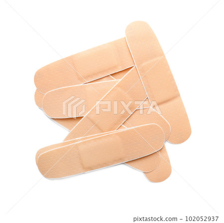 Medical sticking plasters isolated on white. First aid item 102052937