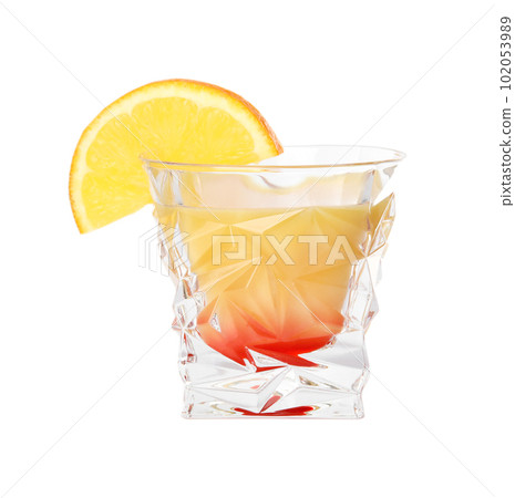 Fresh alcoholic Tequila Sunrise cocktail isolated on white 102053989