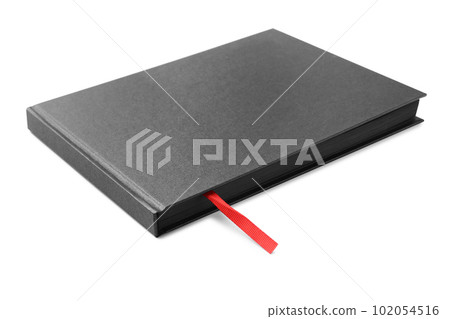 Stylish black hardcover notebook isolated on white 102054516