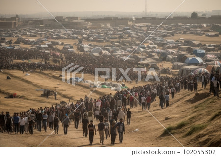 Several thousand refugees are wandering. Big problem for all Europe. Generative AI Several thousand refugees are wandering. Big problem for all Europe. Generative AI 102055302