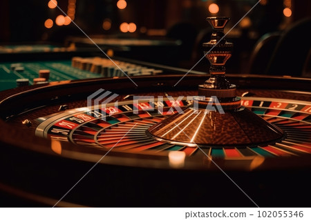 Close up of roulette wheel spinning. Generative Ai Close up of roulette wheel spinning. Generative Ai 102055346