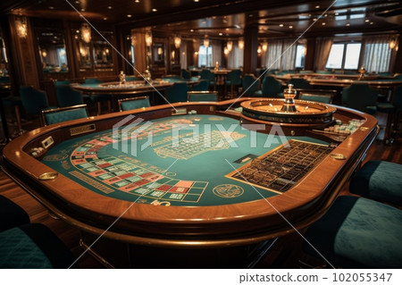Game table in luxury casino. Generative AI Game table in luxury casino. Generative AI 102055347