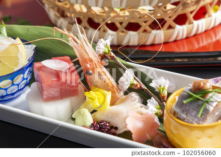 Gorgeous Japanese cuisine and sashimi platter 102056060