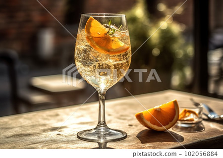 A bubbly, summer spritz, featuring a mixture of prosecco, aperitif, and a splash of soda water. Generative AI 102056884