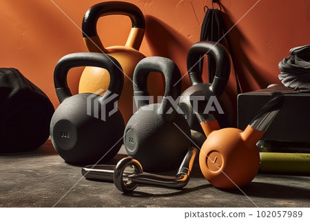 A close up shot of gym equipment such as Stock Illustration