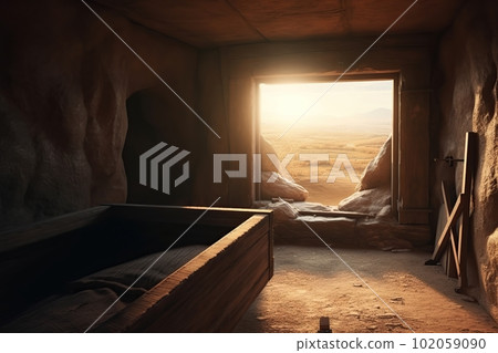 View from the stone inhabited cave on the natural landscape made with generative AI View from the stone inhabited cave on the natural landscape made with generative AI 102059090