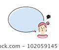 A girl with a bun hair who speaks with a big speech bubble and a troubled face 102059145