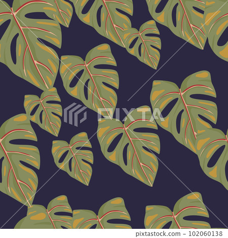 Botanical leaf wallpaper. Tropical pattern, palm leaves floral background. Abstract exotic plant seamless pattern. Botanical leaf wallpaper. Tropical pattern, palm leaves floral background. Abstract exotic plant seamless pattern. 102060138