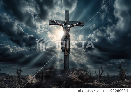 Jesus Christ on the cross made with generative AI 102060694