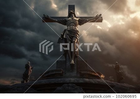 Jesus Christ on the cross made with generative AI Jesus Christ on the cross made with generative AI 102060695
