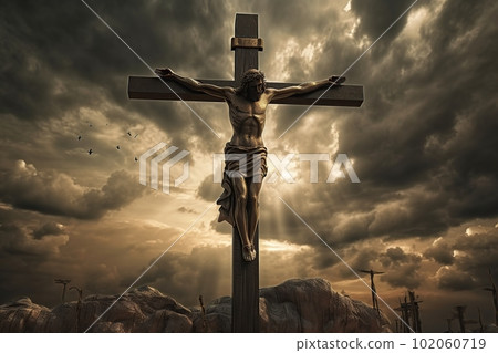 Jesus Christ on the cross made with generative AI 102060719