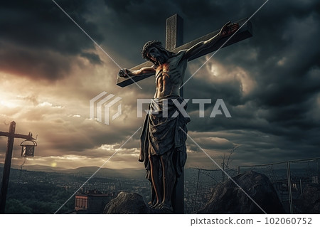 Jesus Christ on the cross made with generative AI Jesus Christ on the cross made with generative AI 102060752