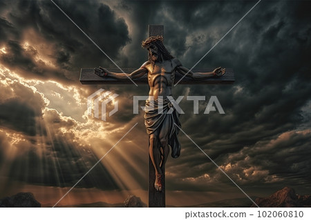 Jesus Christ on the cross made with generative AI Jesus Christ on the cross made with generative AI 102060810