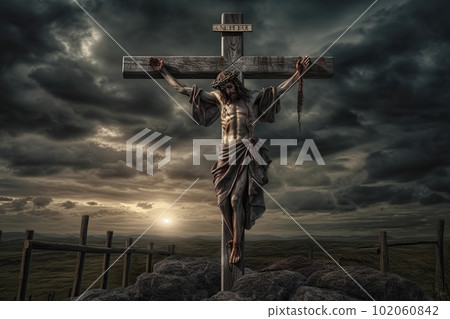 Jesus Christ on the cross made with generative AI Jesus Christ on the cross made with generative AI 102060842