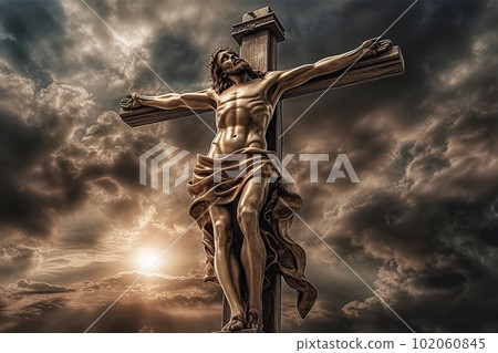 Jesus Christ on the cross made with generative AI Jesus Christ on the cross made with generative AI 102060845
