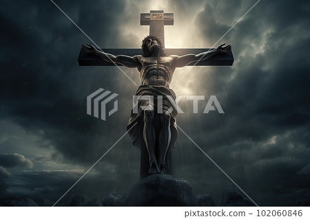 Statue Jesus Christ on the crossmade with generative AI Statue Jesus Christ on the crossmade with generative AI 102060846