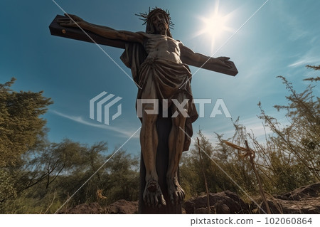 Jesus Christ on the cross made with generative AI 102060864