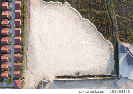 Land, field and soil backfill in aerial view. 102063368