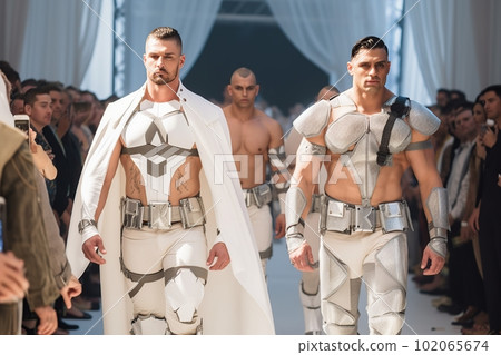 Handsome men with muscular bodies on the catwalk made with generative AI Handsome men with muscular bodies on the catwalk made with generative AI 102065674