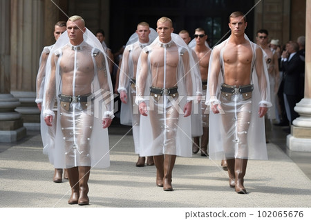 Handsome men with muscular bodies on the catwalk made with generative AI Handsome men with muscular bodies on the catwalk made with generative AI 102065676