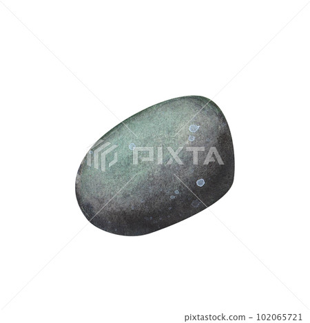 Green zen stone sea pebbles with stripes isolated on white background. Watercolor hand drawn spa illustration for design Green zen stone sea pebbles with stripes isolated on white background. Watercolor hand drawn spa illustration for design 102065721