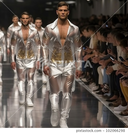Handsome men with muscular bodies on the catwalk made with generative AI Handsome men with muscular bodies on the catwalk made with generative AI 102066298
