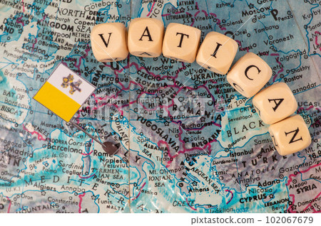 Vatican map and flag 102067679
