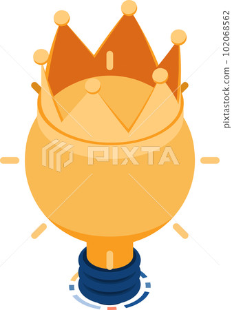 Isometric Light Bulb Idea with Golden Crown 102068562