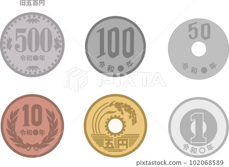 Currency Yen 1 Yen 5 Yen 10 Yen Old 500 Yen Business Money Money Image Illustration Material Set 102068589