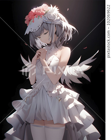 A pretty girl praying to God "AI-generated image" 102069622