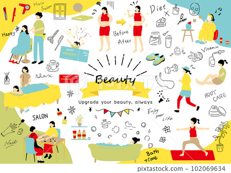 Easy-to-use illustration material collection for women's beauty Easy-to-use illustration material collection for women's beauty 102069634