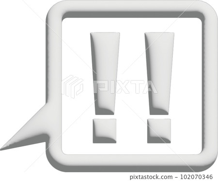 Plump half-dimensional square speech bubble exclamation mark 102070346