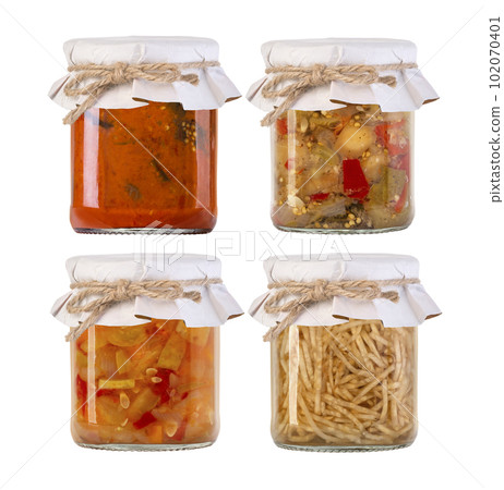 jars of pickled vegetables 102070401