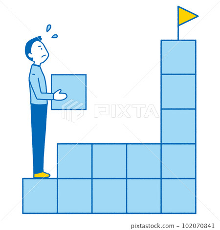Men stacking blocks 102070841