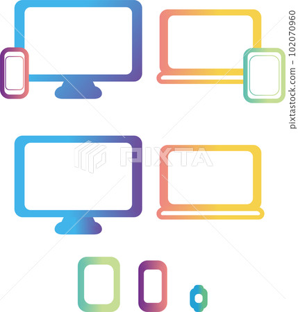 圖標業務計算機智能手機移動象形圖插圖材料設置顏色 102070960