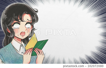 女孩卡通風格插圖框・因震驚而眼白變硬的初學者 女孩卡通風格插圖框・因震驚而眼白變硬的初學者 102072080