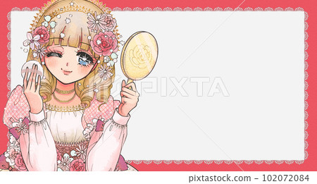 漂亮的公主女孩卡通插圖框架基礎 102072084